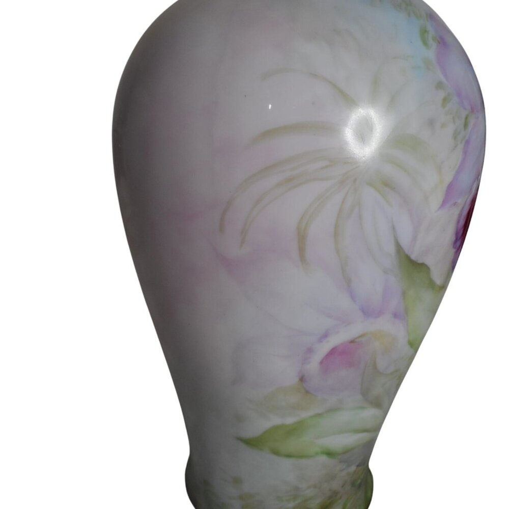 Vintage c 1930 Epiag Czechoslovakian Porcelain Floral Orchid vase pastels - Picture 7 of 10